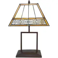 Clayre & Eef Tiffany Tischlampe 28x20x44 cm Beige Braun Polyresin