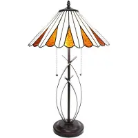 Clayre & Eef Tiffany Tischlampe Ø 41x69 cm Beige Braun Glas