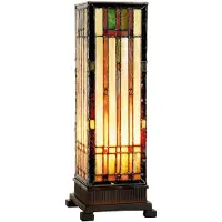 Clayre & Eef Tiffany Tischlampe 12x12x35 cm Beige Braun Glas