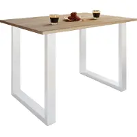 VCM Holzesstisch | H. 76 x B. 140 x T. 80 cm | hochwertiges und massives Fußgestell | Füße aus Eisen | Küchentisch - Xona U