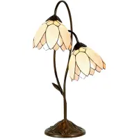 Clayre & Eef Tiffany Tischlampe LILIANA, braun / rost, für Wohn- / Esszimmer, Glas, Tiffany, Tischlampe