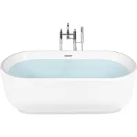 Beliani Badewanne Weiß 170 x 80 cm Sanitäracryl Freistehend Oval geschwungene Form Elegant Badezimmer