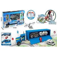 Suntoy Container-Lkw Spielset mit Teppich 14 Teile Polizei