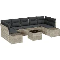 vidaXL Gartensofa-set 8 stk. Hellgrau und Dunkelgrau Poly-Rattan