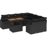vidaXL Gartensofa-set 9 Stk. Schwarz und Braun