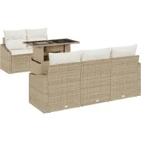 vidaXL Garten-Sofa-Set 6 stk. Beige Poly-Rattan