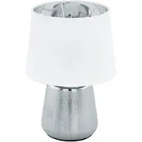 Eglo Tischlampe Lampenschirm Manalba 1 Silber mit weißem Lampenschirm