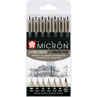 Sakura Pigma Micron Fineliner 6er-Set + 1 Brush Pen