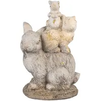 Clayre & Eef Dekorationsfigur Kaninchen 43 cm Braun Beige Magnesiumoxid (MGO)