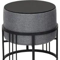 En.casa Multifunktionaler stapelbarer Sitzhocker Tas 2er Set rund Dunkelgrau