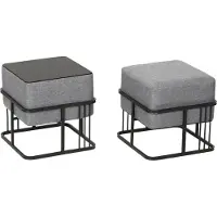 En.casa Multifunktionaler stapelbarer Sitzhocker Tas 2er Set quadratisch Hellgrau