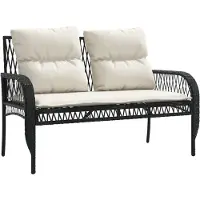 vidaXL 4-tlg. Garten-Sofagarnitur mit Kissen Schwarz Poly Rattan