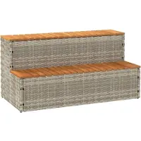 vidaXL Whirlpool-Stufen Hellgrau 100x50x50,5 cm Poly-Rattan und Akazie