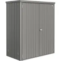 Biohort Equipment Locker, Metallschuppen, Doppel, Flachdach, Quarzmetallic grau, Stahl, Quarzmetallic grau