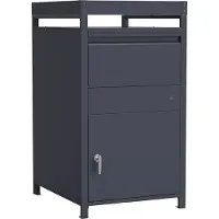 Axi Louis Paketbriefkasten aus Metall in Anthrazit mit Pflanzbehälter | Briefkasten für Post und Pakete mit Schlüssel | Paketbox / Parcel Box 68 x 80 x 124 cm