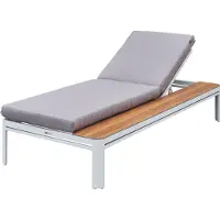 Axi Kira Gartenliege mit Tisch in Holz Look / Grau | Sonnenliege aus Aluminium mit Verstellbarer Rücklehne - 5 Positionen | Sonnenbett/Liege für Draußen/Garten