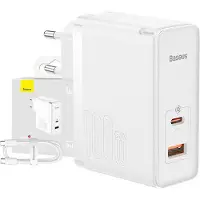 Baseus Gan5 Pro Netzladegerät, Usb-C + Usb, 100W + Kabel (Weiß)