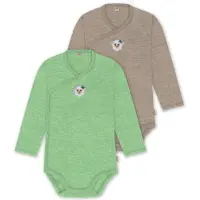 Normani 2er Pack Bio Baby-Body Langarm Wickelbody aus Merinowolle für Junge und Mädchen - 9353