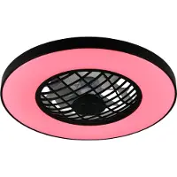 Reality Leuchten LED-Ventilator Linköping leise CCT RGB Remote Lautsprecher Linköping, dimmbar, schwarz, für Wohn- / Esszimmer, Kunststoff, Modern