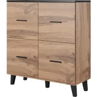 Cama Meble LOTTA KOM110 4D WOT+B, 4 Tür(en), 6 Regale, Schwarz, Partikelbord, Wotans Eiche, Partikelbord