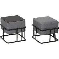 En.casa Multifunktionaler stapelbarer Sitzhocker Tas 2er Set quadratisch Dunkelgrau