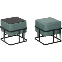 En.casa Multifunktionaler stapelbarer Sitzhocker Tas 2er Set quadratisch Grün