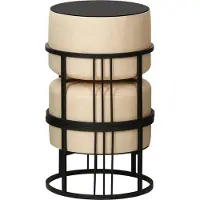 En.casa Multifunktionaler stapelbarer Sitzhocker Tas 2er Set rund Beige