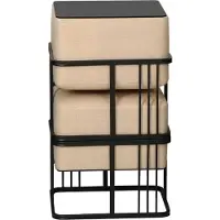 En.casa Multifunktionaler stapelbarer Sitzhocker Tas 2er Set quadratisch Beige