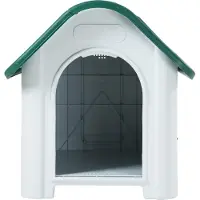 En.casa Hundehütte 'Bello' Hundehaus mit Dachluke 87 x 72 x 75 cm Kunststoff Weiß/Grün