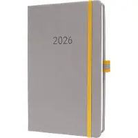 Sigel Wochenkalender Linescape 2026 DE L2604, A5, 176 Seiten, 53 Wochen, 2 Seiten für je 1 Woche, FSC-Papier/Kunststoff, hellgrau-gelb