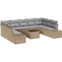 vidaXL Gartensofa-set 10 Stk. Beige Poly-Rattan