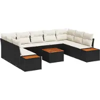 vidaXL Gartensofa-set 10 stk. Schwarz Poly Rattan
