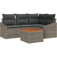 vidaXL Gartensofa-set 5 stk. Grau Poly-Rattan