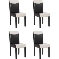 MCW 4er-Set Esszimmerstuhl Stuhl Küchenstuhl Littau schwarz-weiß, dunkle Beine