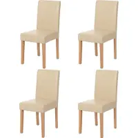 Mendler 4er-Set Esszimmerstuhl Stuhl Küchenstuhl Littau MVG- Kunstleder, creme helle Beine