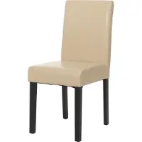 Mendler Esszimmerstuhl Littau, Küchenstuhl Stuhl, Kunstleder creme, dunkle Beine