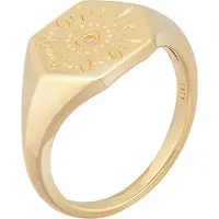 Cai Ring 925 Silber vergoldet Siegelring Hexagon Tattoo