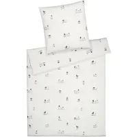 Elegante Soft-Flanell Bettwäsche Pinguin Party schneeweiß 155x220 cm + 80x80 cm