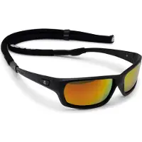 Cressi Bill Sunglasses W/Lace - Sonnenbrille Uni mit schwimmendem Trageband, Schwarz/Verspiegelte Gläser Orange, Einheitsgröße
