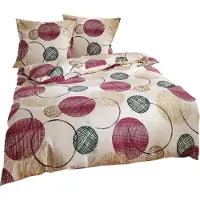 TRAUMSCHLAF Feinflanell Bettwäsche Kreise lila 200x220 cm + 2x 80x80 cm