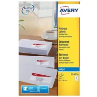 Avery Zweckform Adressetiketten J8160-25, geeignet für Inkjetdrucker, 63,5 x 38,1 mm, 525 Stück/25 A4-Bogen, 100 % FSC-Papier, weiß