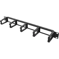 Deltaco 19-4, Kabelmanagementtafel, Schwarz, 1U, 48,3 cm (19 Zoll), 410 mm, 45 mm