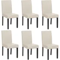 Mendler 6er-Set Esszimmerstuhl Stuhl Küchenstuhl Littau, Leder weiß, dunkle Beine