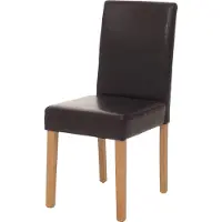 Mendler Esszimmerstuhl Littau, Küchenstuhl Stuhl, Leder braun, helle Beine