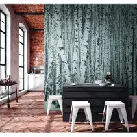 Living Walls Fototapete "The Wall" Holz Schwarz-Weiß Wald glatt Fototapete Wald Tapete Birkenwald Tapeten modern Design Kinderzimmer