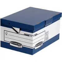 Fellowes BANKERS BOX SYSTEM Archiv-Klappdeckelbox Maxi ERGO-Stor, blau, aus 100% recyceltem Karton, FSC zerti
