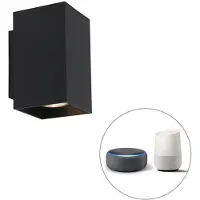 QAZQA Moderne smarte Wandleuchte schwarz inkl. 2 WiFi GU10 - Sandy