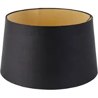 QAZQA Baumwolllampenschirm schwarz 35/30/20 mit goldenem Interieur