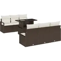 vidaXL Gartensofa-set 7 stk. Braun Poly Rattan