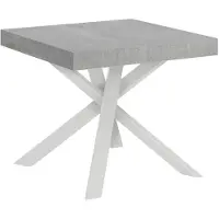 Itamoby Ausziehbarer Tisch 90x90/194 cm Clerk Zementplatte - Weiße Beine
